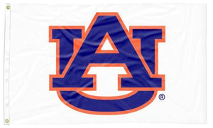 White 3x5 Auburn Flag with AU Logo and Two Metal Grommets