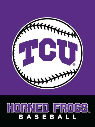 purple and black TCU Baseball House Flag for sports décor