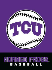 purple and black TCU Baseball House Flag for sports décor