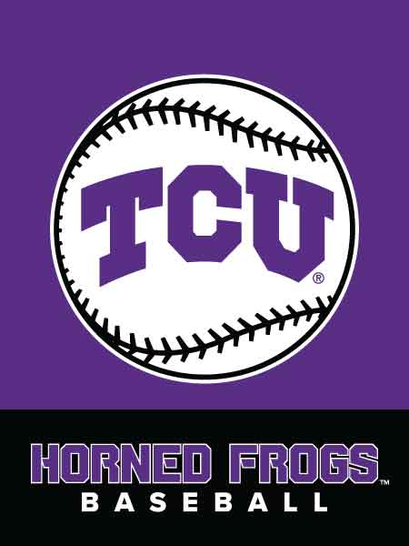 purple and black TCU Baseball House Flag for sports décor