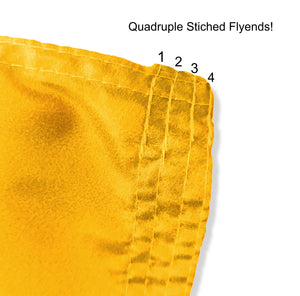 Quadruple Stitched Flyends of Gold Baylor Flag with Green BU Logo