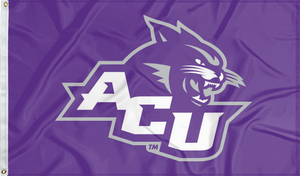 Purple 3x5 foot wide Abilene Christian University Flag with ACU Logo and Two metal grommets
