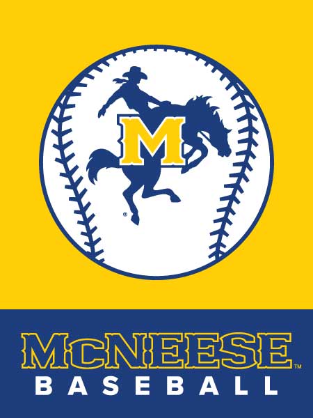 gold and blue McNeese Baseball House Flag for sports décor