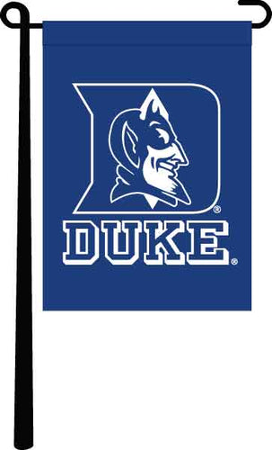 Blue Duke University Garden Flag with Duke Logo and Blue Devils Logo