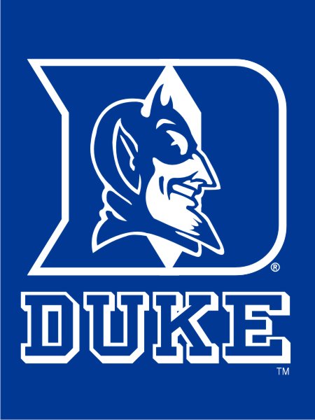 Blue Duke University House Flag with Duke Logo and Blue Devils Logo