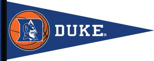 Blue Duke University Pennant with Duke Basketball Logo and Duke Logo