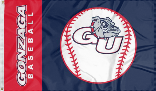 Blue and red 3x5 Gonzaga Baseball flag with two metal grommets for sports décor