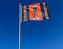 Load image into Gallery viewer, 3x5 Auburn University Flag with Aubie the Tiger and Auburn Tigers logos and two metal grommets
