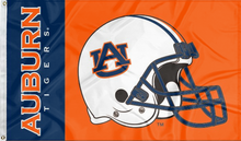 Load image into Gallery viewer, Orange and blue 2 panel 3x5 Auburn University Football Flag with Two metal grommets
