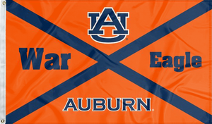 Orange 3x5 Auburn University Flag with Auburn War Eagle Logo and Two Metal Grommets