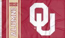 Load image into Gallery viewer, Red 3x5 feet wide University of Oklahoma Alumni Flag with two metal grommets
