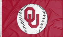 Load image into Gallery viewer, Red 3x5 University of Oklahoma Sooners Baseball Flag and Two Metal Grommets
