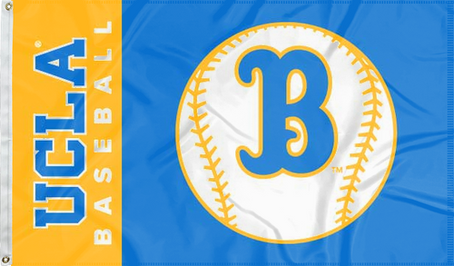 Blue and Gold 3x5 UCLA Baseball Flag with two metal grommets for sports décor