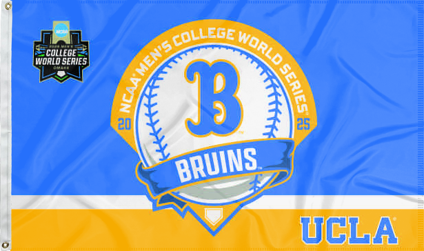Blue and gold UCLA Baseball College World Series 2025 Flag