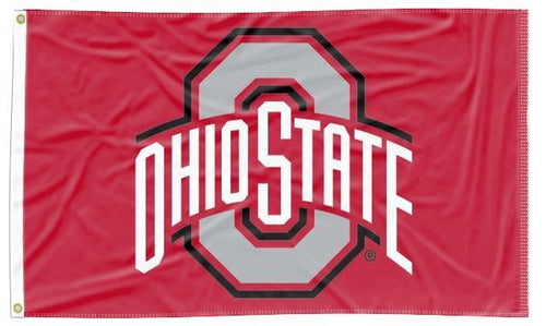 Red 3x5 Ohio State Buckeyes Flag and Two Metal Grommets