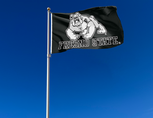 Black 3x5 Fresno State Flag with Fresno State Bulldog Logo
