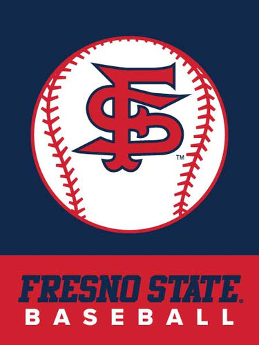 blue and red Fresno State Baseball House Flag for sports décor