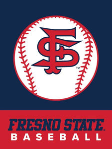blue and red Fresno State Baseball House Flag for sports décor