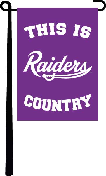purple mount union garden flag with this is raiders country logo