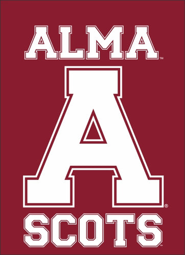 Maroon Alma College 13x18 Garden Flag with Alma A College Scots Logo