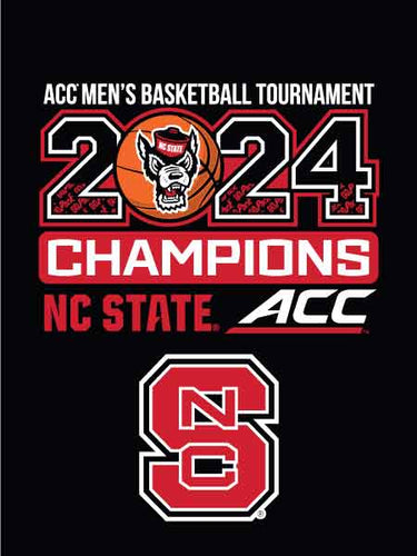 Black North Carolina State 2024 ACC Basketball Champions House Flag