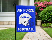 Load image into Gallery viewer, Air Force Academy Football Garden flag hung outside for yard decor
