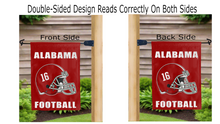 Load image into Gallery viewer, alabama football logo reading correctly on both sides of garden flag

