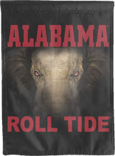 Load image into Gallery viewer, alabama roll tide house flag with realistic angry elephant logo
