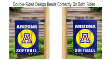 Load image into Gallery viewer, arizona softball logo reading correctly on both sides of garden flag
