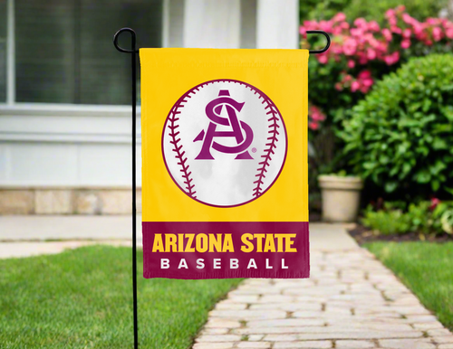 Arizona State Baseball Garden Flag hung on flagpole for yard decor