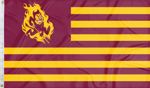 Maroon and Gold striped 3x5 foot wide Arizona State University flag with two metal grommets