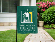 Load image into Gallery viewer, green arkansas tech university double sided garden flag for yard decor
