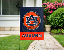 Load image into Gallery viewer, double sided garden flag with auburn basketball logo for yard decor
