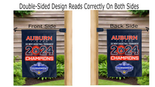 Load image into Gallery viewer, auburn sec men's basketball tournament 2024 champions logo reading correctly on both sides of double sided garden flag
