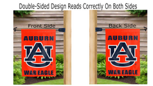 Load image into Gallery viewer, auburn war eagle logo reading correctly on both sides of garden flag
