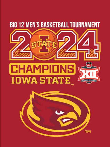Red Iowa State Basketball BIG 12 Championship House Flag 2024