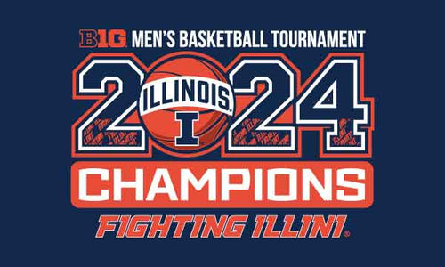 Blue 3x5 Illinois Fighting Illini BIG TEN Basketball Tournament Champions Flag 2024