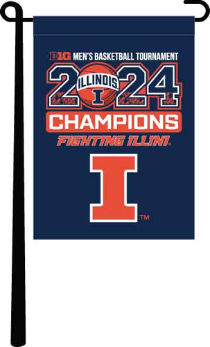 Blue 13x18 Illinois Fighting Illini BIG TEN Basketball Tournament Champions Garden Flag 2024