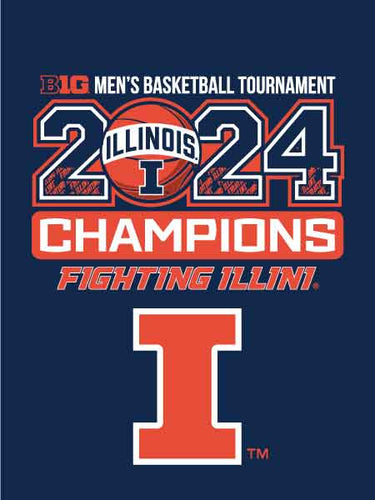 Blue 2024 Illinois Fighting Illini BIG TEN Basketball Tournament Champions House Flag