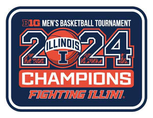 Blue 6" Illinois Fighting Illini BIG TEN Basketball Tournament Champions Car Magnet 2024