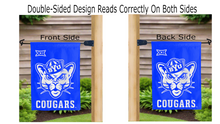Load image into Gallery viewer, BYU Sailor Cougars and BIG 12 Conference logos reading correctly on both sides of garden flag
