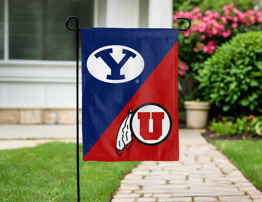 BYU Utah Utes House Divided Garden Flag for yard decor