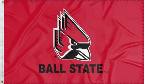 Red 3x5 foot wide Ball State University Flag with Two metal grommets