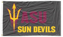 Load image into Gallery viewer, Black 3x5 ASU Flag with ASU Sun Devils Logo and Two Metal Grommets
