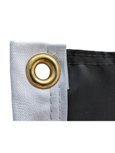 Gold Metal Grommet on Black University of Nebraska Applique Flag