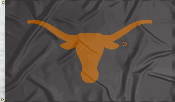 Black University of Texas Applique Flag with two metal grommets for indoor home decor