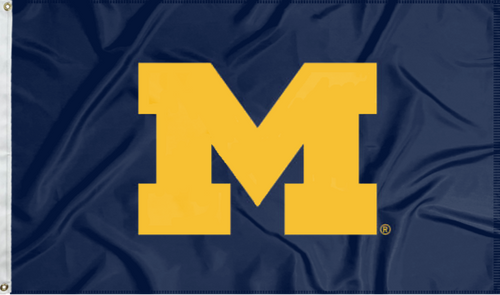 Blue University of Michigan Applique Flag for outdoor man cave decor