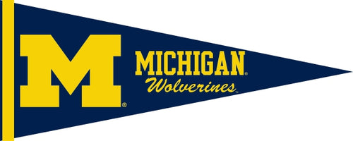 Blue University of Michigan Pennant with M Michigan Wolverines logo