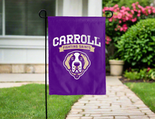 Load image into Gallery viewer, carroll college double sided garden flag hung outside for yard decor
