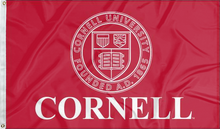 Load image into Gallery viewer, Red 3x5 foot wide Cornell University Flag with University Seal Logo and Two Metal Grommets
